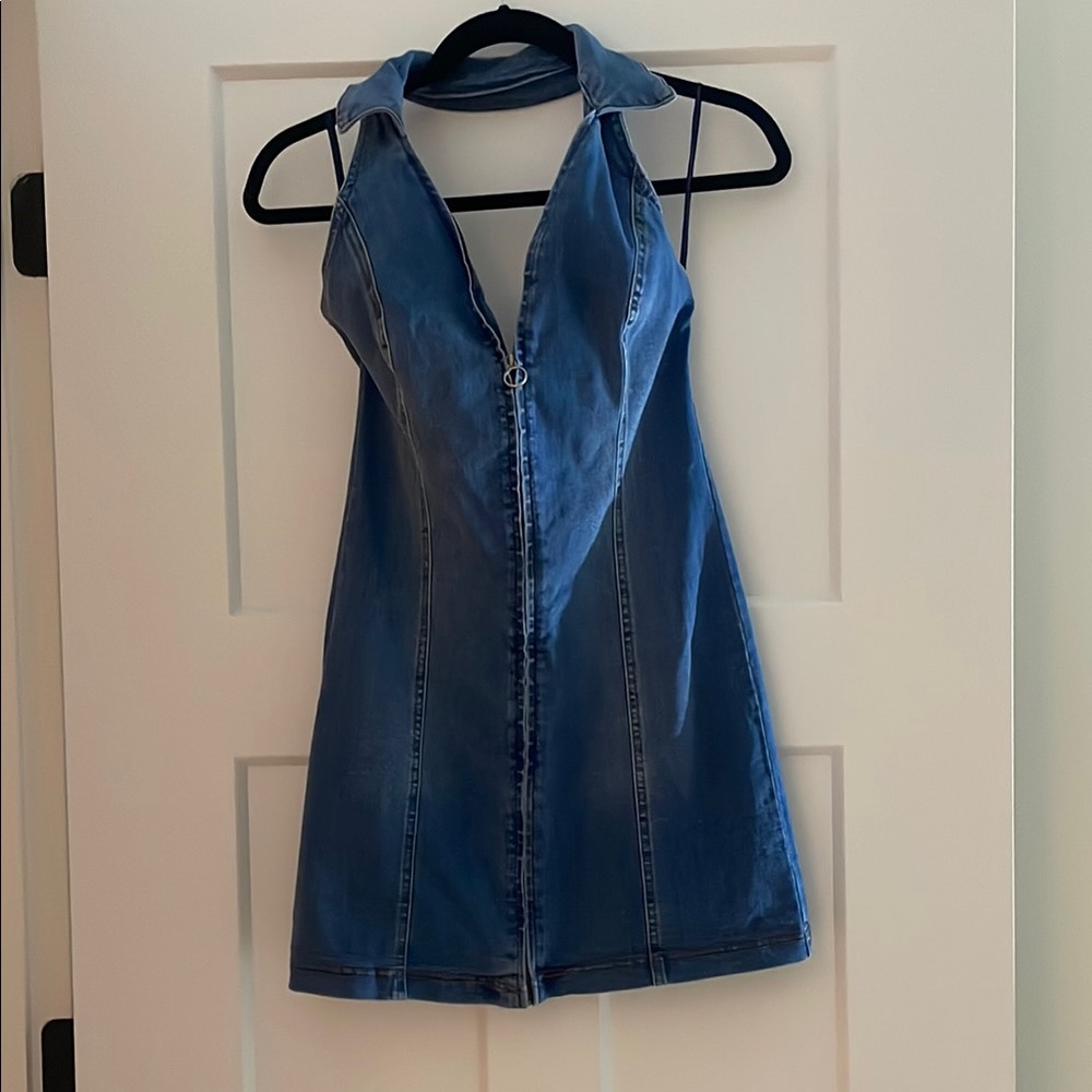 Urban Outfitters Blue Denim Halter Dress